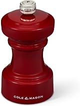 Cole & Mason Hoxton Red Gloss Salt Mill 10cm Beech Wood Ceramic Grinder view 4