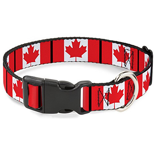 Buckle Down PC-W30367-L Canada Flags Plastic Clip Collar, Large/15-26