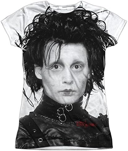 Edward Scissorhands Heads Up Juniors Sublimation Shirt White XL