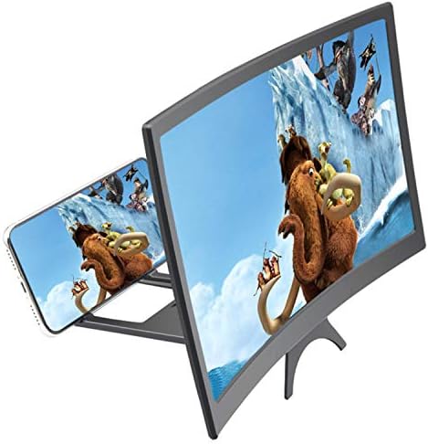 Syolin 3D 12inch Curved Screen Magnifiers for Cell Phone, HD Acrylic Mobile Phone Screen Expander, Folding Smartphone Stand with Screen Enlarger Stand Holder.