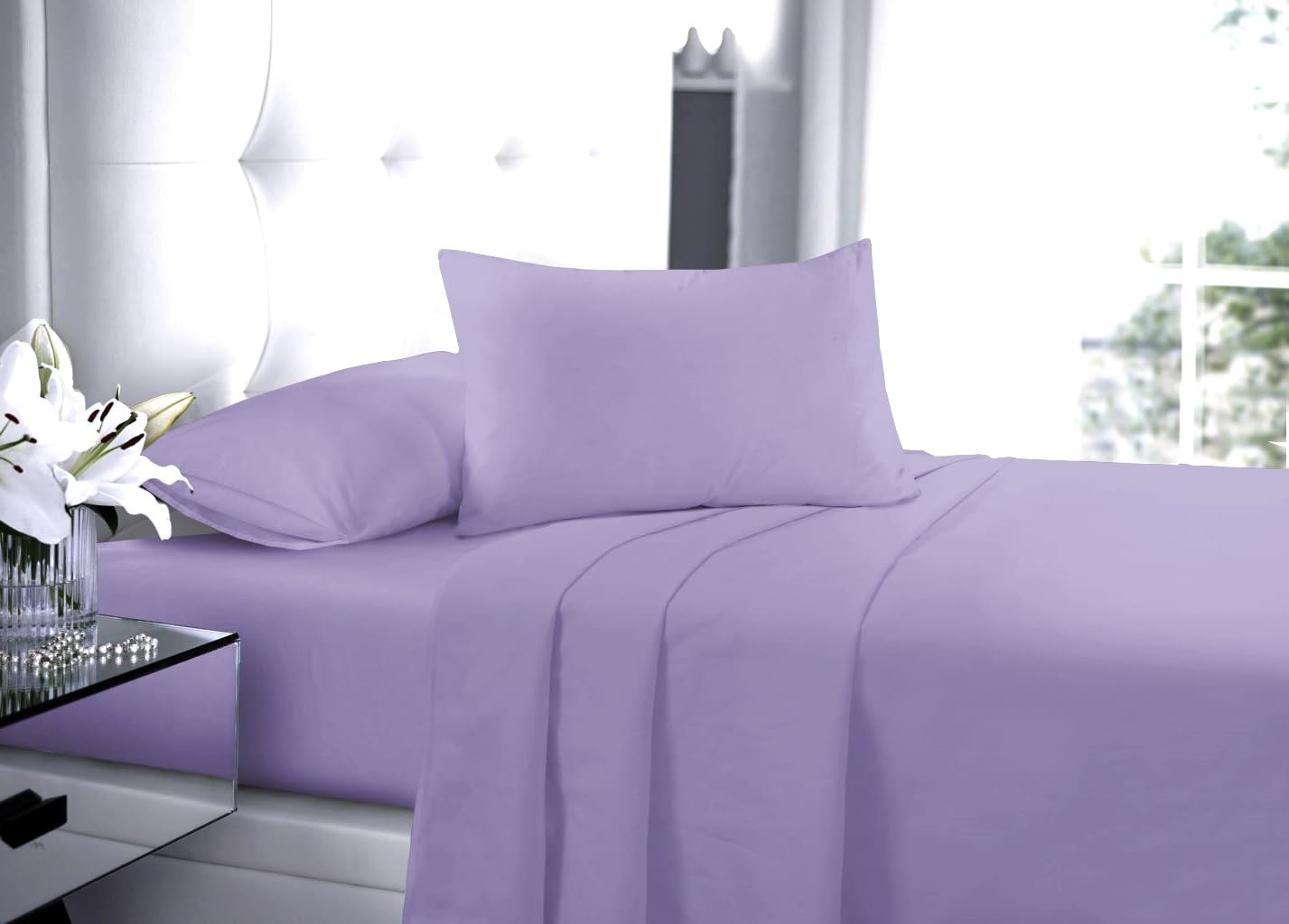 Laam linen Ultra Soft & Durable Pillow Protectors Pack of 2 Envelope 100% Polycotton Pillowcases Plain Pillow Case Cover For Bedroom (Lilac) — image 1