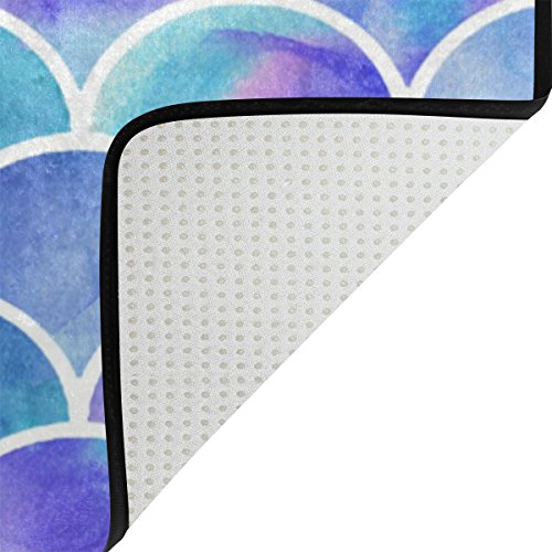 ALAZA Rainbow Watercolor Scales of Mermaid Area Rug Rugs for Living Room Bedroom 7' x 5'