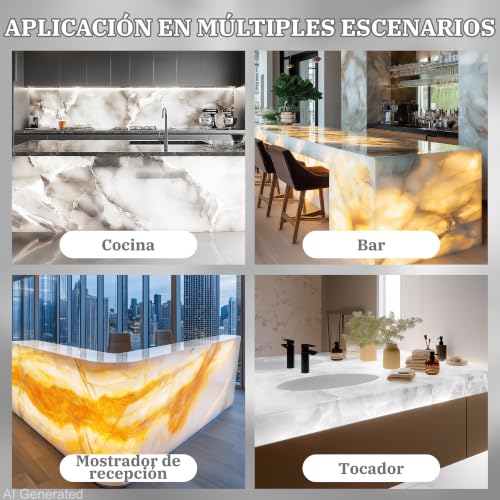 Lichaser LED para Retroiluminación 3000K–6000K Luz Cálida y Fría 24V 36W Panel LED regulable compatible con Alexa 50x 24.5cm pulgadas para encimeras de mármol (4 Pack)