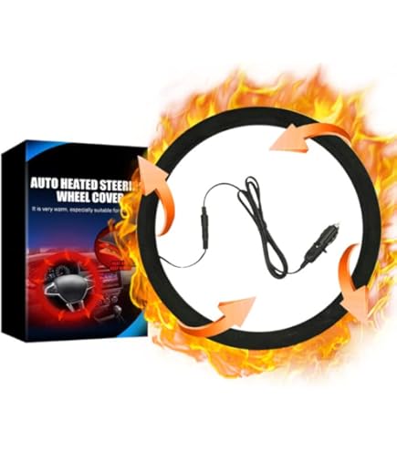 Motor Trend WarmDrive 12v Heated Steering Wheel Cover – DC Powered Hand Warmer For Auto, Heats