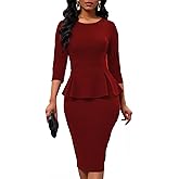 Women's Bodycon Pencil Dress Church Teacher Office Modest Business Wear to Work Sheath Suiting Dresses
