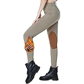 beroy Women Fleece Lined Horse Equestrian Riding Pants Breeches Winter Ladies Knee Patch Riding Horseback Pant with Pockets