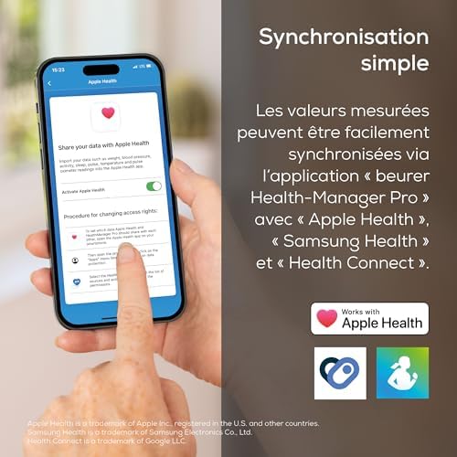 BF 500 pèse-personne numérique avec Bluetooth & application, mesure de la graisse corporelle, pourcentage de muscle, besoin en calories, etc. transfert de données vers Apple Health & co.