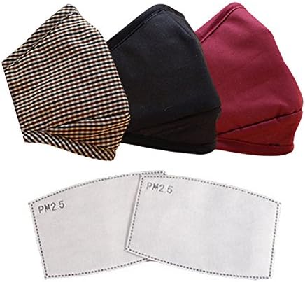 BYP Dust Mask 5-Ply Filter Particulate Respirators PM 2.5 Protective Gauze Masks 3 Pcs (Grey Black Red 3 Pcs)