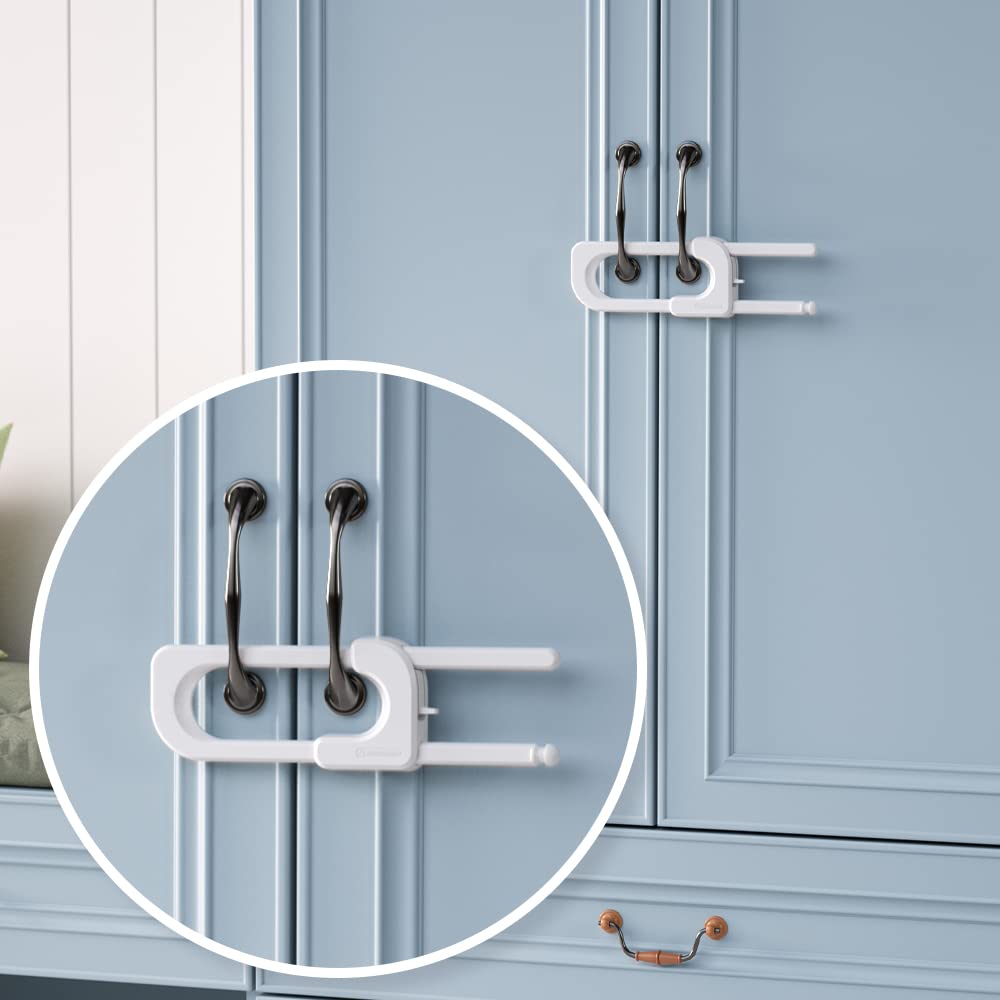 EUDEMON 3 Pack U Shaped Child Proof Cabinet Lock, Baby Safety Cupboard Latch Lock for Knobs & Handles on Closet, Dresser, Kitchen, Storage, Easy to Install