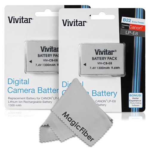 (2 Pack) Vivitar LP-E8 Ultra High Capacity 1300mAH Li-ion Batteries for CANON REBEL T5i T4i T3i T2i, EOS 700D 650D 600D 550D DSLR (Canon LP-E8 Replacement) (2 Pack) Vivitar LP-E8 Ultra High Capacity 1300mAH Li-ion Batteries for CANON REBEL T5i T4i T3i T2i, EOS 700D 650D 600D 550D DSLR (Canon LP-E8 Replacement)