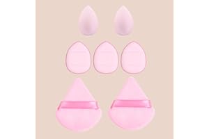 7-Piece Multi-Shape Puff Kit, Gentle on Skin & Quick-Drying, Perfect for Foundation, Cream Blush, Mask & Daily Touch-Ups(Pink