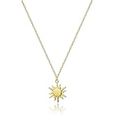 MIDEEO 14K Gold Leaf Pendant Necklaces for Women Dainty Sun Coin Choker Medallion Moon Star Necklace Minimalist Jewelry