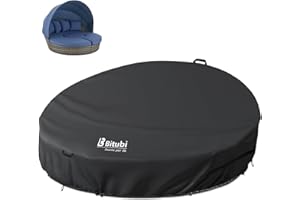 Bitubi 75 Inch Heavy Duty Waterproof Outdoor Daybed Cover - 600D Tough Canvas Anti-UV Patio Canopy Daybed Sofa Cover 75" Dia x 35"/16”H, Black