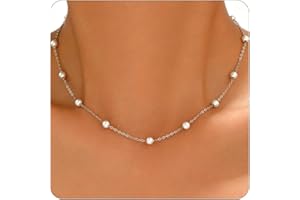 Jewigo Pearl Necklaces for Women 18K Gold Plated Pearl Necklace Dainty Pearls Pendant Necklace Simple Bridesmaid Wedding Jewe