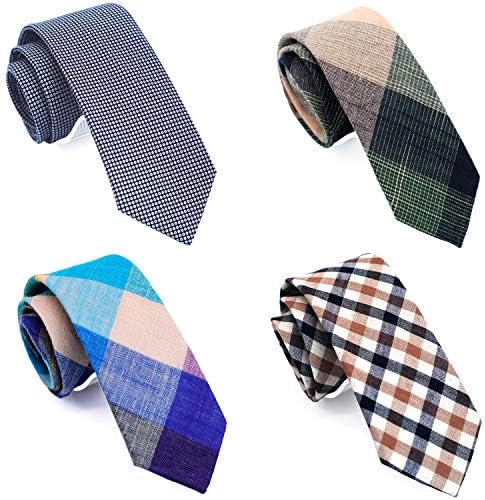 Skinny Ties for Men, 2.5 inch Cotton Slim Neckties Assorted Pack Handmade