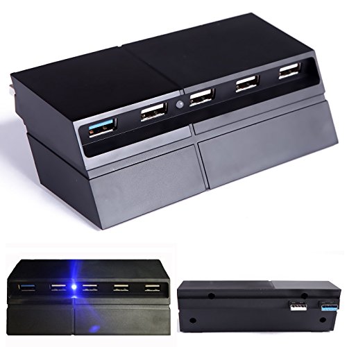 HDE 5-Port USB 3.0 2.0 High Speed Adapter Expander Hub for Sony PS4 Playstation 4