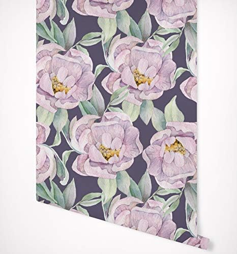 Kraska Peel Stick Wallpaper Floral Watercolor Peony Flower, Removable Wallpaper Self Adhesive Premium Quality Multi Purpose - Wall Decor Home Nursery Kitchen Bathroom Office Fridge - 24" x 24"