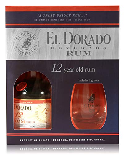 El Dorado 12 Years Old mit Geschenkverpackung mit 1 Glas Rum (1 x 0.7 l)
