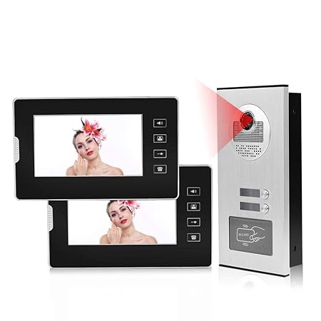 Garsent Video Türklingel mit 2 Monitor, Video Türsprechanlage Intercom Türklingel mit Nachtsicht Kamera für 1/2 Familienhaus