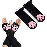 HOMEGYMFREE Cute Cat Paw Mittens Gloves, Kawaii Cat Cosplay Kawaii Soft 3D Toes Beans Fingerless Cat Claw Paws Pad Sleeve