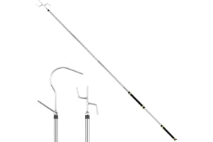 Frebuta Clothes Hook Pole Heavy Duty,32 to 80Inch High Reach Garment Hook for Hanging Birdfeeder Stainless Steels Tube Extension Pole to Reach High Hangers Sturdy and Durable (Silver Tube)