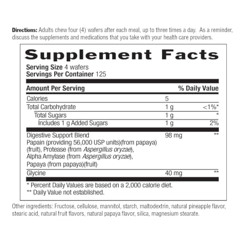 Country Life Chewable Papaya Enzymes for Digestion Support - Natural Pineapple & Papaya Flavor, Assists with Nutrient Absorption, Contains Papain & Protease - 200 and 500 Wafers Available | Chewable, Digestion Support, Assists Nutrient Absorption, Contains Papain & Protease