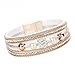 Clearance! Bracelets for women JSPOYOUWomen Multilayer Bangle Bracelet Crystal Beaded Leather Magnetic Wristband (White)