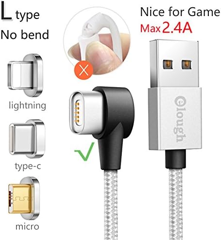 lough L-type 90 Degrees Multi Universal 3-in-1 Magnet Data Charging Cable 3.3ft 2.4A 5V Lightning Type-C Micro-usb Quick Charge 2.0 Magnetic for Android cell phone iphone Samsung Huawei ZTE