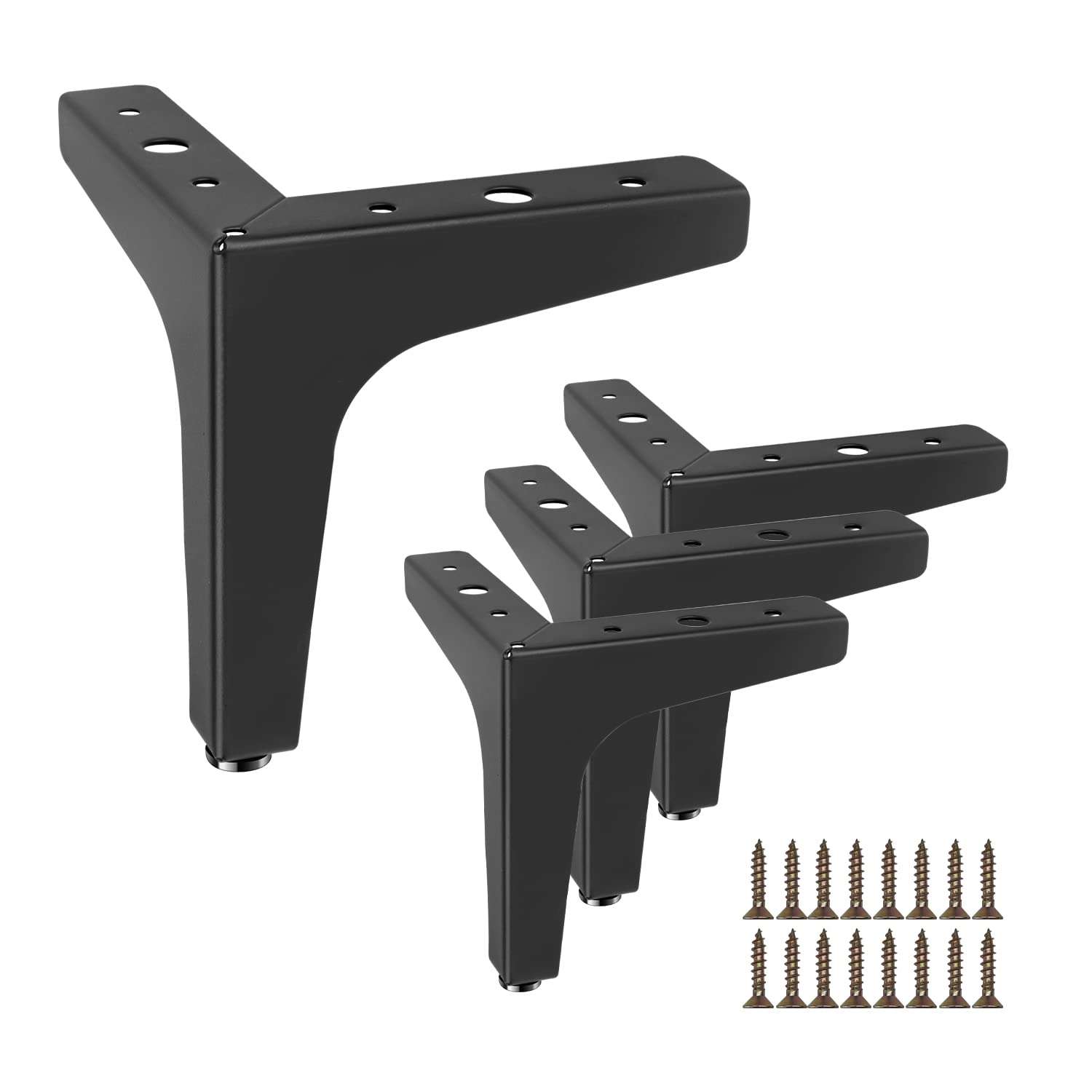 DBREAKS Furniture Legs, 4 Pieces Table Legs, 10 cm DIY Metal Furniture Legs, Black Modern Metal Triangle Shaped Table Legs, with Screws