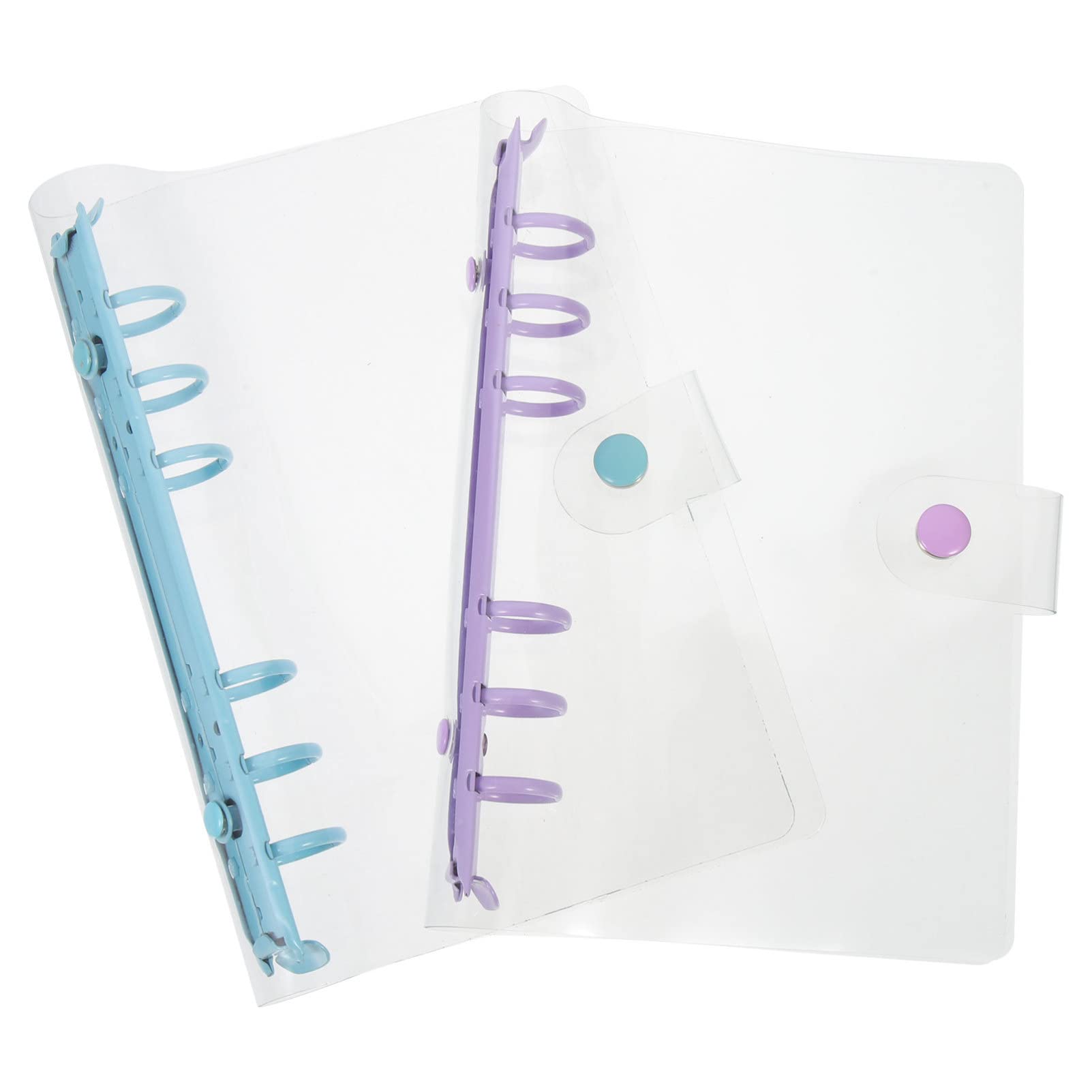 Tofficu 2PCS PVC Binder Notebook Cover - Refillable, Transparent & Detachable, Ideal for Scrapbooking, Journaling, Office Use, Assorted (Purple & Blue)