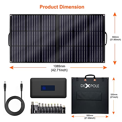 Dexpole 100W Solar Panels Portable Foldable Solar Charger with Charge Controller, 4 Outputs Type-C/USB/DC for Most of Solar Generator Power Station/RV/Phone/Laptop/Tablet/Camera