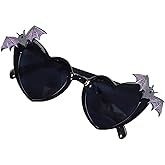 YAMEIZE Halloween Heart Shaped Sunglasses - Love Bat Wing Rave Festival Party Funny Sunglasses
