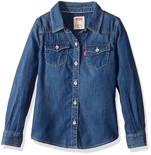 Levi s toddler girls  denim long sleeve western shirt, blue winds…