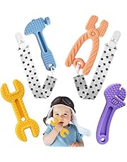 Chuya Baby Teether Toys, Soft Silicone BPA-Free Baby Chew Toy for Babies 3-12 Months, Baby Teething Toys for Infant Toddlers, Baby Gift Set, Hammer Wrench Set, Easy To Hold & Clean (4 Pack)