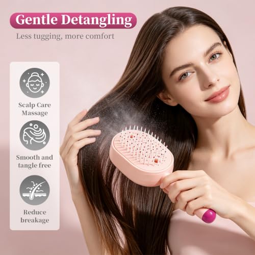 Electric Spray Air Cushion Massage Comb, Electric Steam Brush, Steam Hair Straightener Brush, For Wet & Dry Hair, Portable Home Styling Tool (1pc Purple)