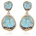 BONALUNA Bohemian Wood And Marble Effect Oval Shaped Drop Statement Earrings (TURQUOISE)