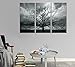 sechars - Large 3 Panel Tree Picture Wall Art Dark Forest Landscape Canvas Prints Tree of Life Painting for Living Room Home Office Decor