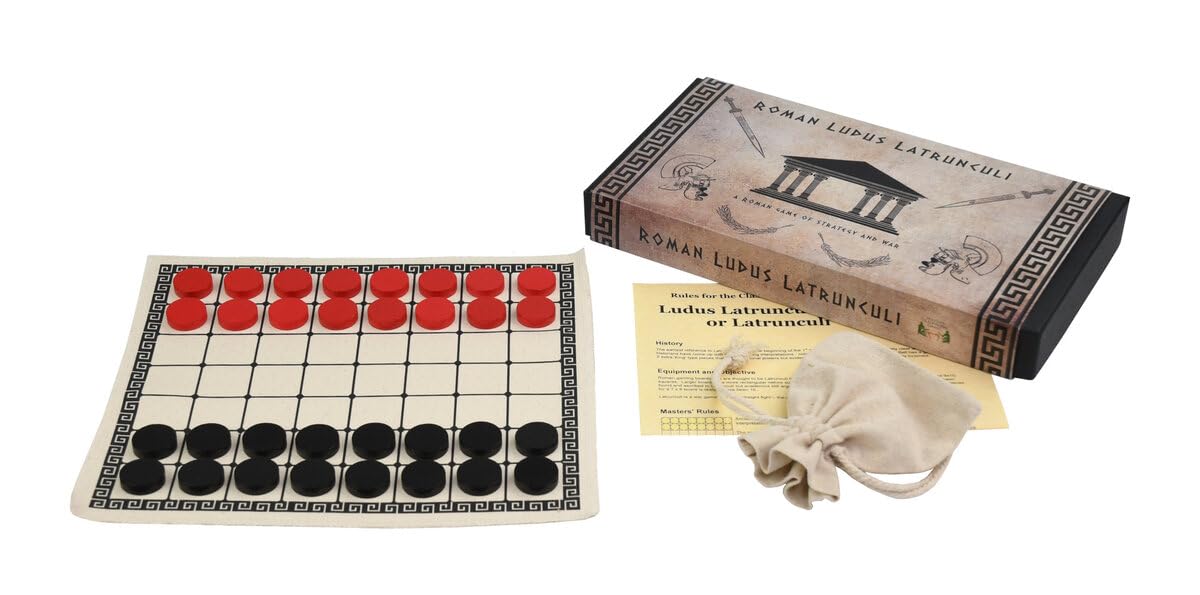 Masters Ludus Latrunculi Game - Roman Ludus Board Game - Cloth Board And Wooden Pieces - 2 player Historical Board Game