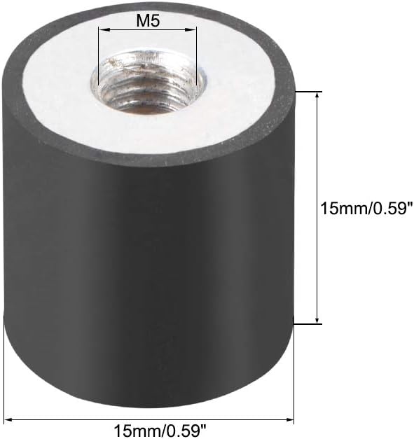 sourcing map 15 x 15mm M5 Thread Female Rubber Mounts,Vibration Isolators,Replaces Anti Vibration Pads Flat Silentblock Base Block 8pcs - Image 4