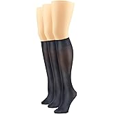 HUE Women’s Soft Opaque Knee High Socks Nylon Trouser 3 Pair Pack
