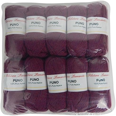 Alpaca Yarn 100 Percent 10-Pack Medium #4 Worsted for Knitting and Crochet from Puno Peru - Over One Pound (Berry Heather)