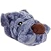 Silver Lilly Dog Slippers - Novelty Plush Comfortable Animal Bulldog Slippers for Kids & Adults (Grey, Medium)