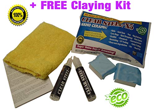 CGA Clear Steel: Ceramic Coating Paint Sealant 9H Nano Quartz Paint Protection Si02 Better Than Polish or Wax That Stops Bug and UV Damage. Easy to Apply Lasts Years, USA (x5 Double)
