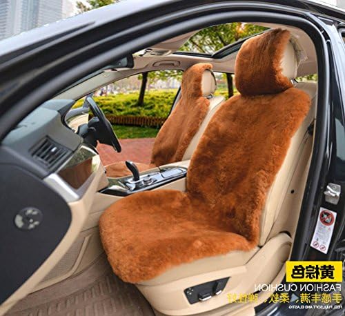 1 Pair Brown Australia Sheepskin Universal Car Seat Cushion With Airbag Compatible