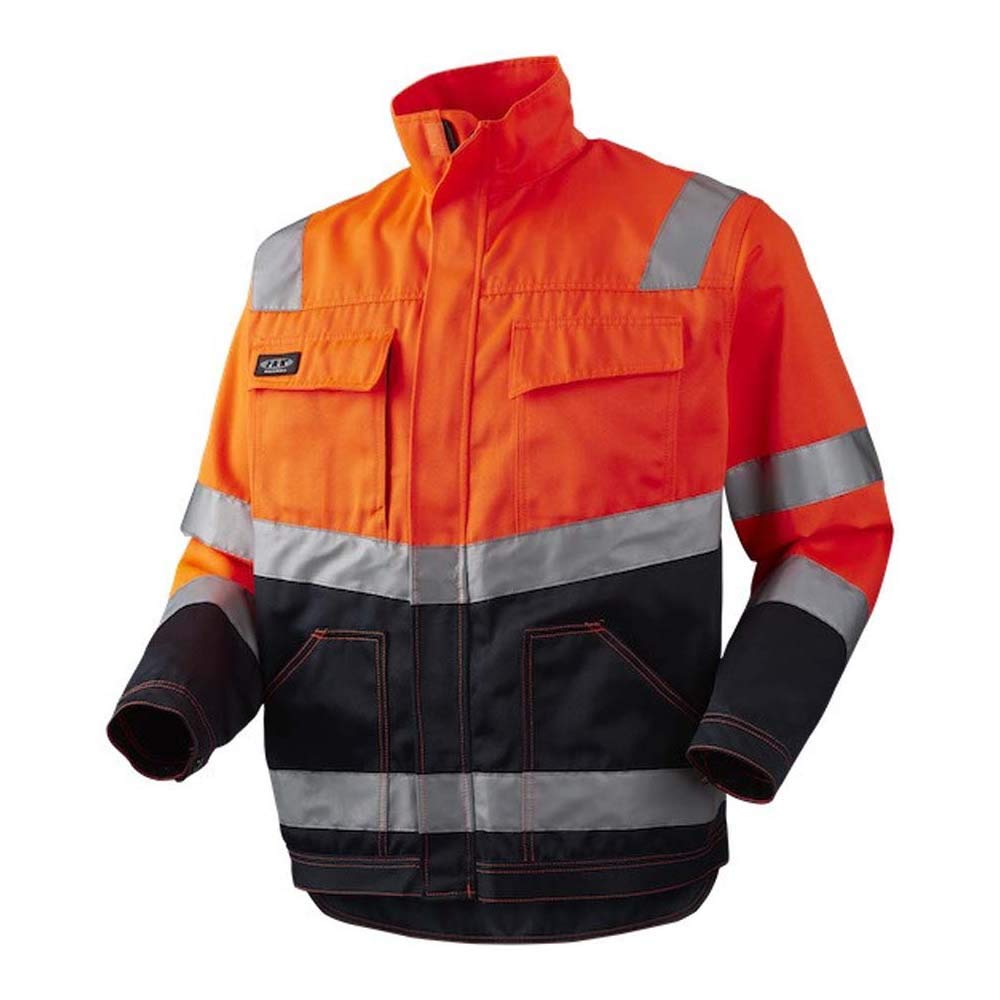 J.A.K. 111058807 Series 11105 70% Polyester/30% Cotton Blouson Jacket, EN 20471, Class 2, Orange/Navy, 4XL Size