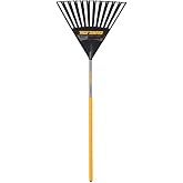 True Temper 2914912 Clog Free Poly Leaf Rake with 48 in. Hardwood Handle with Cushion Grip, 24 Inch