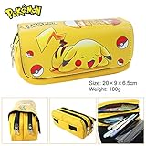 Dengguoli Pokemon Pikachu Pencil Case Box Holder Bag with Zipper, Pikachu