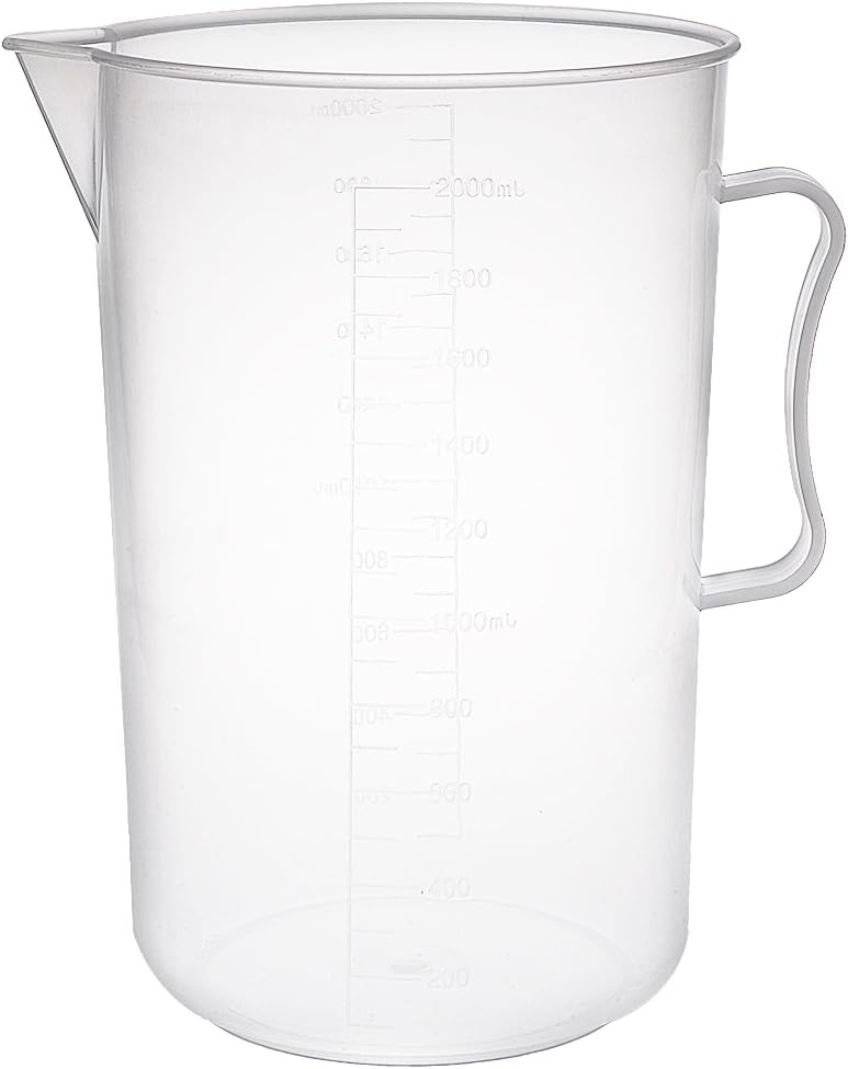 Sourcingmap Measuring Cup 2000ml PP Plastic Graduated Beaker Transparent with Handle for Lab Kitchen Liquids