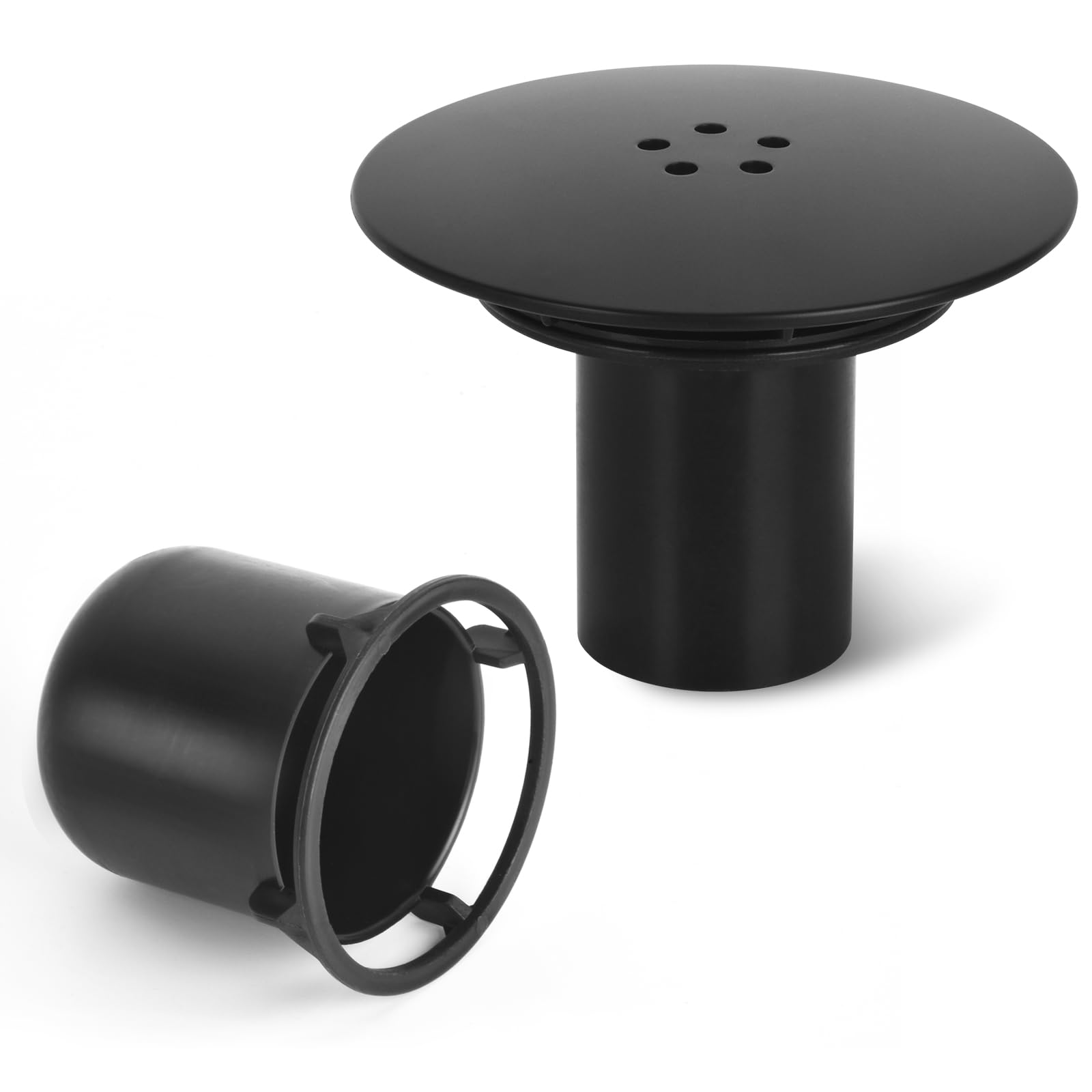 Shower Drain Cover Replacement, 115mm Shower Waste Trap Cover Insert Fast Flow Bathroom Showers Tray Drain Plughole Covers for 90mm Outlet Plug Hole, Black