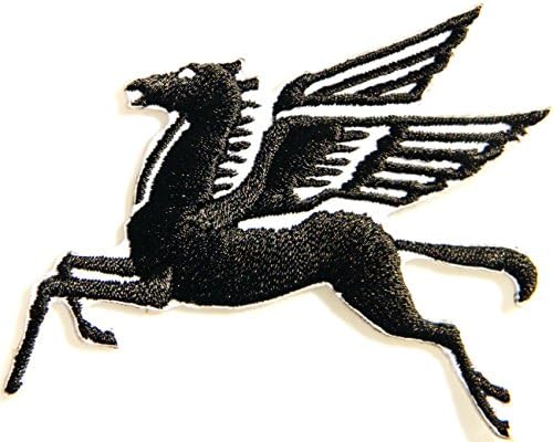 Pegasus Flying Horse Fantasy Animal Shield Jacket T shirt Patch Sew Iron on Embroidered Applique Badge Custom Gift (black)